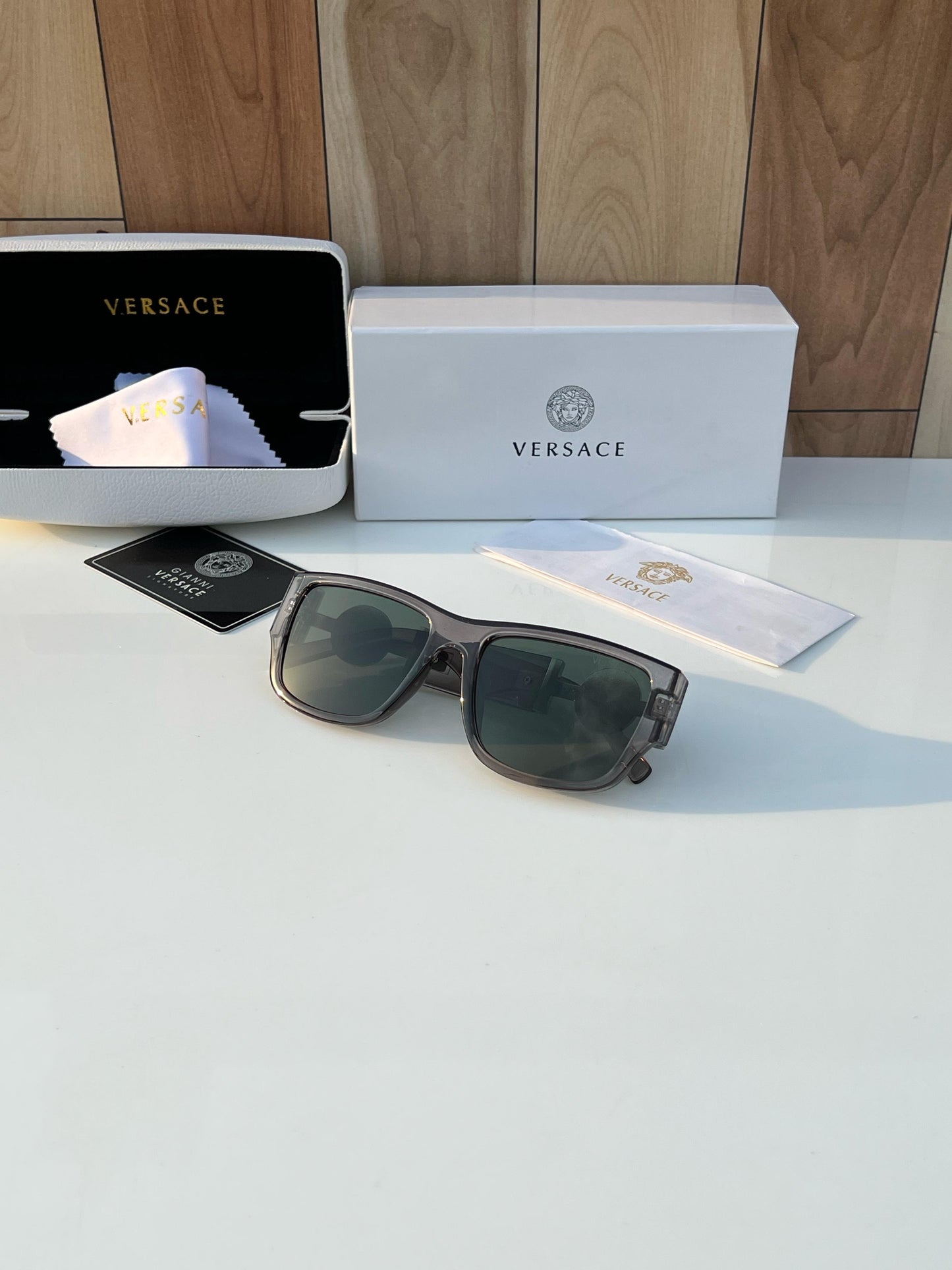 Versace Grey Green (250) Sunglass With Original Packing