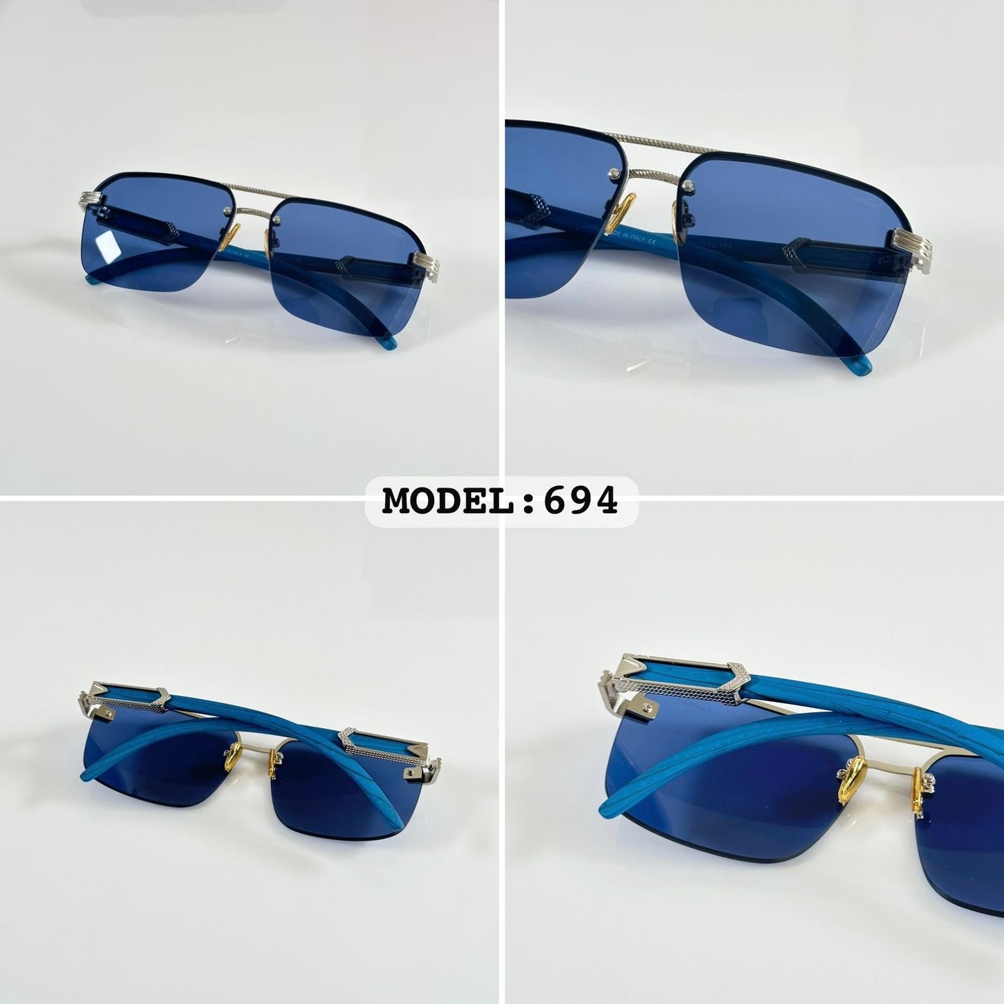 Cartier Blue Silver (694) Sunglass With Og Kit And Packing
