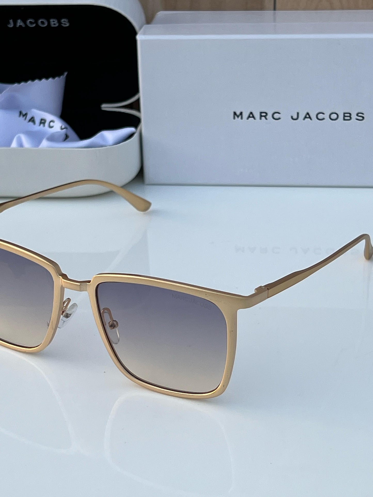Marc Jacobs Square Metal Sea Green Sunglass With Og Kit And Packing
