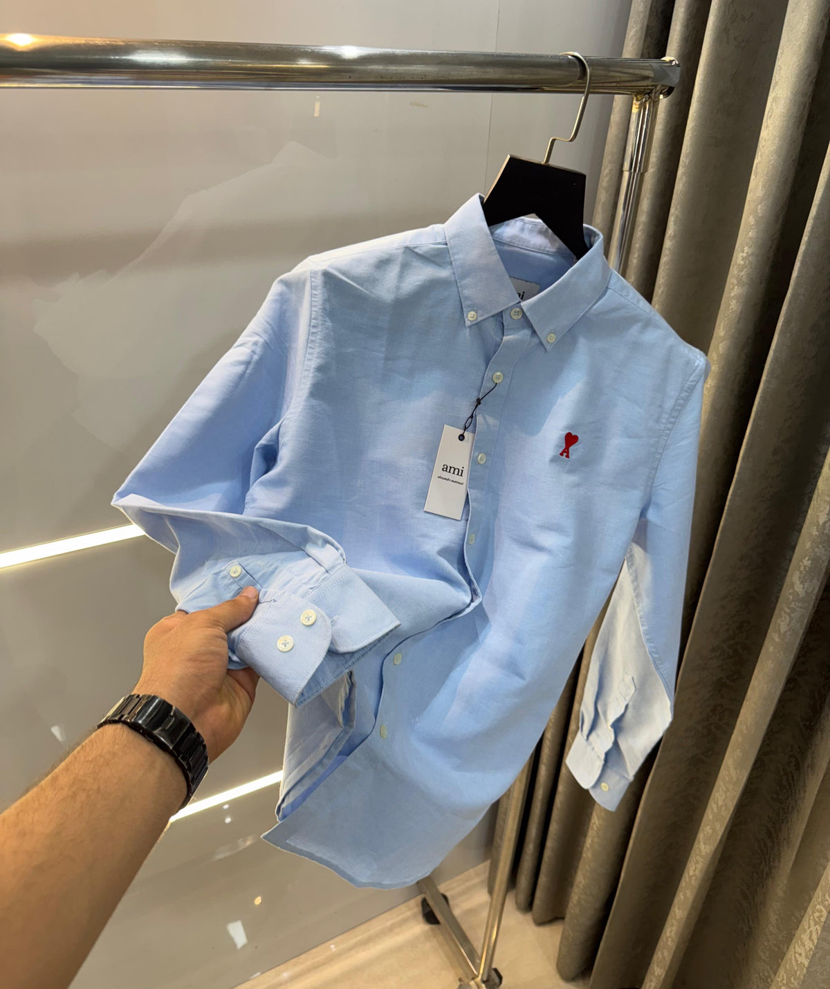 Ami Paris Sky Blue Embroidery Logo Diljit Dosanjh Edition Premium Shirt
