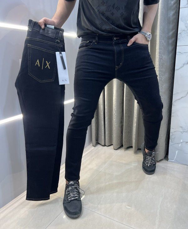 Armani Exchange Navy Blue Pocket Embroidery Logo Premium Smart Fir Denim