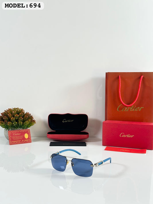 Cartier Blue Silver (694) Sunglass With Og Kit And Packing