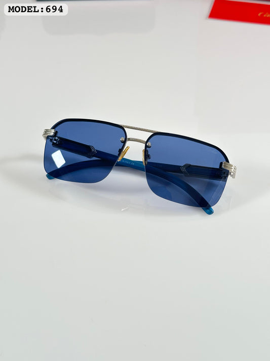 Cartier Blue Silver (694) Sunglass With Og Kit And Packing