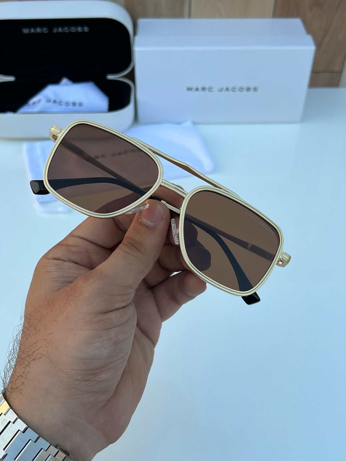 Marc Jacobs Gold Brown (98282) Sunglass With Og Kit And Packing