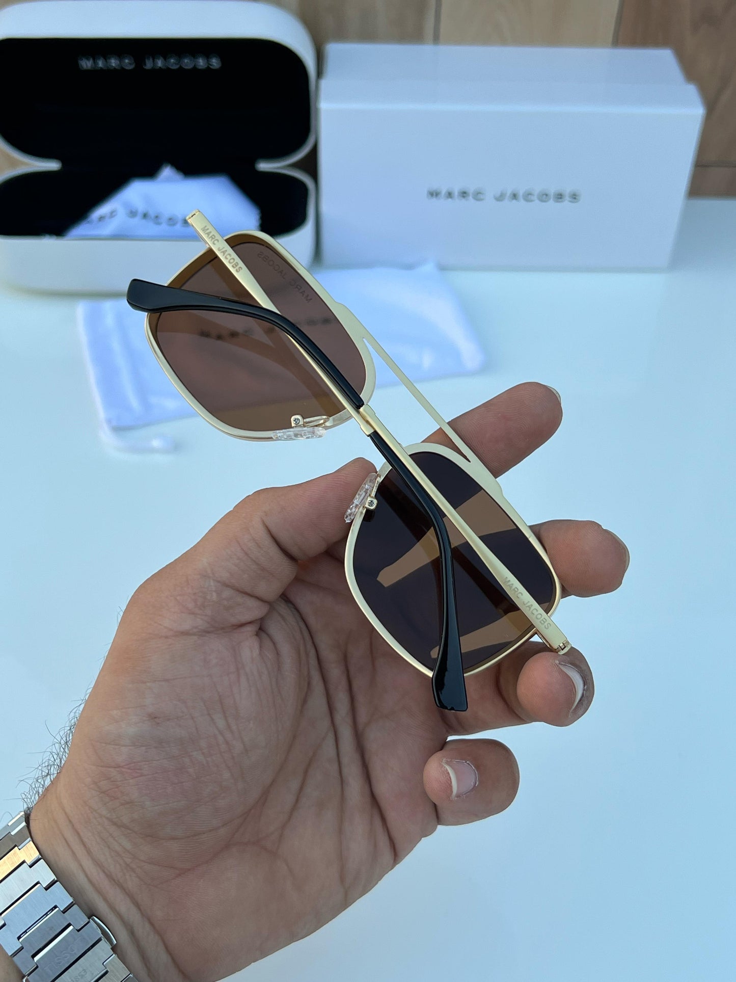 Marc Jacobs Gold Brown (98282) Sunglass With Og Kit And Packing