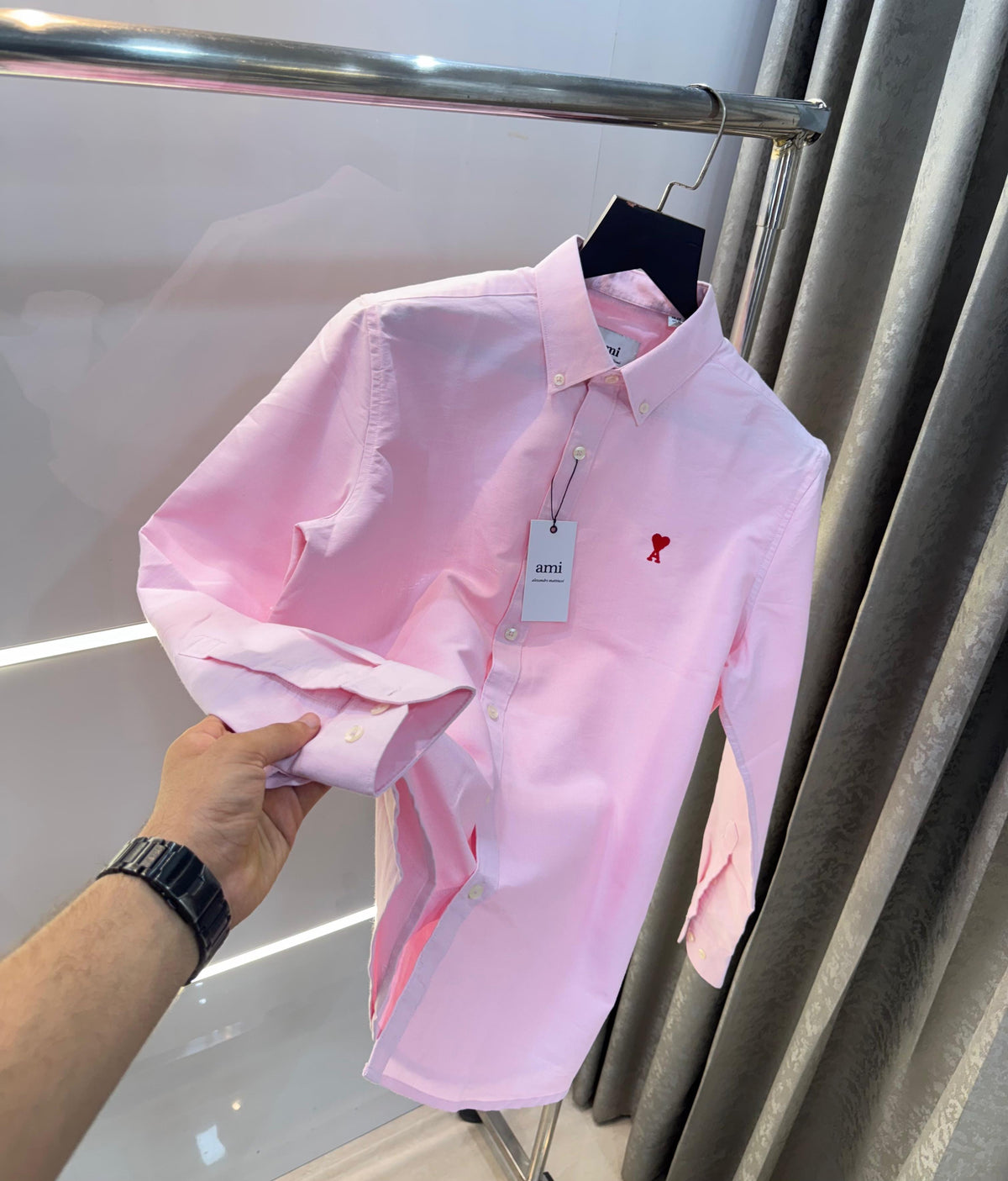 Ami Paris Pink Embroidery Logo Diljit Dosanjh Edition Premium Shirt