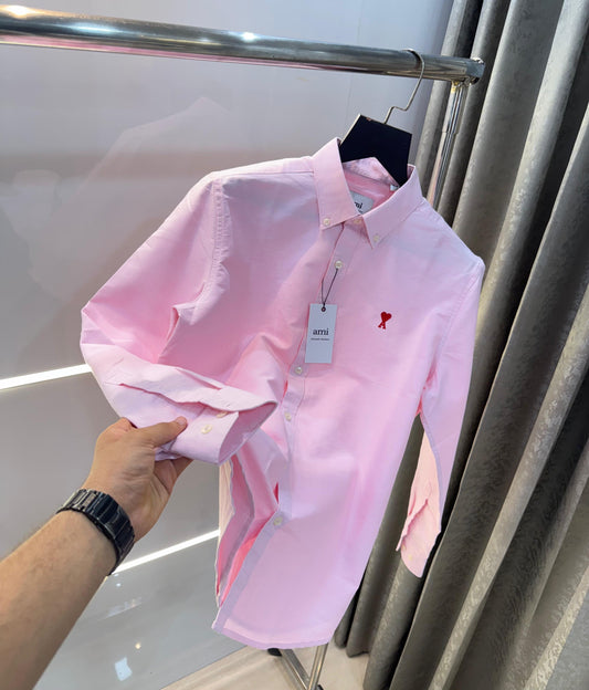 Ami Paris Pink Embroidery Logo Diljit Dosanjh Edition Premium Shirt