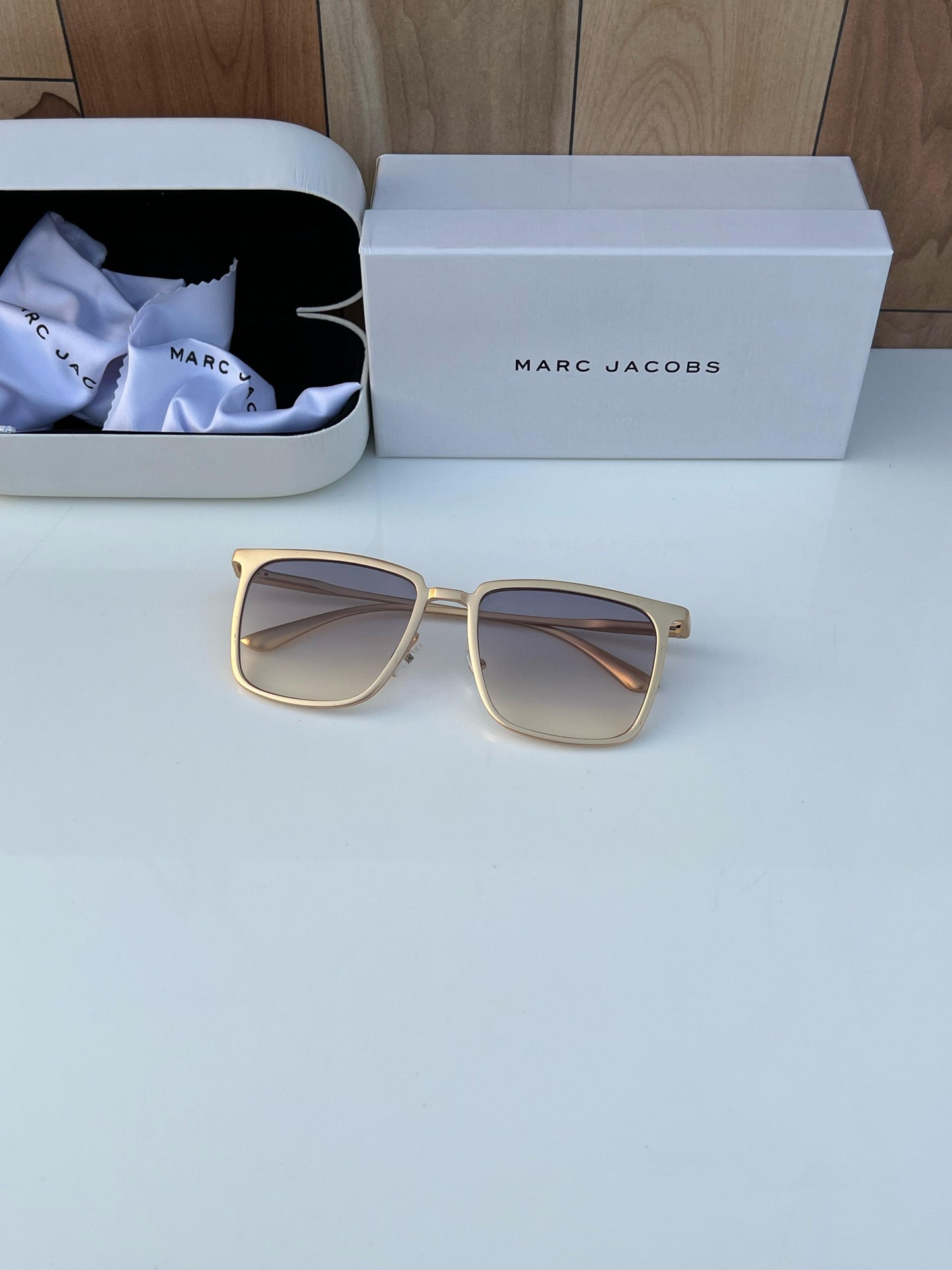 Marc Jacobs Square Metal Sea Green Sunglass With Og Kit And Packing