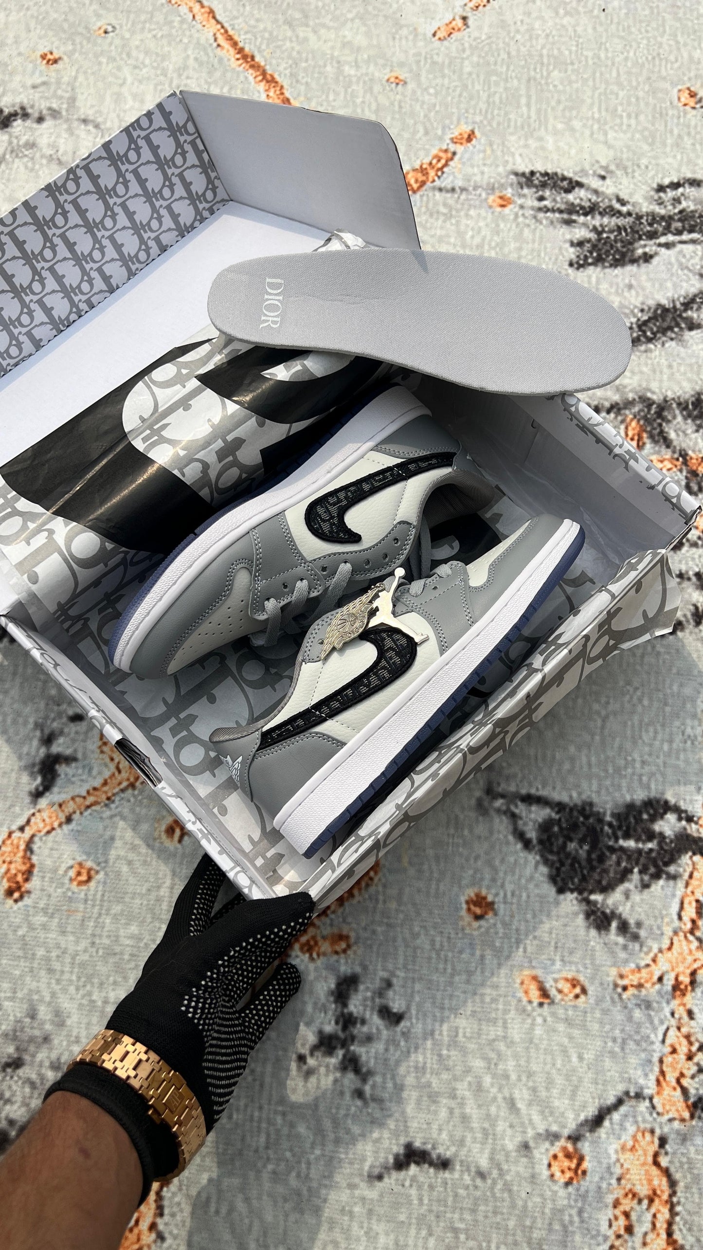 Nike Jordan 1 Low Diorr With 2 Keychain Semi UA With All Accessories And Og Box Packing